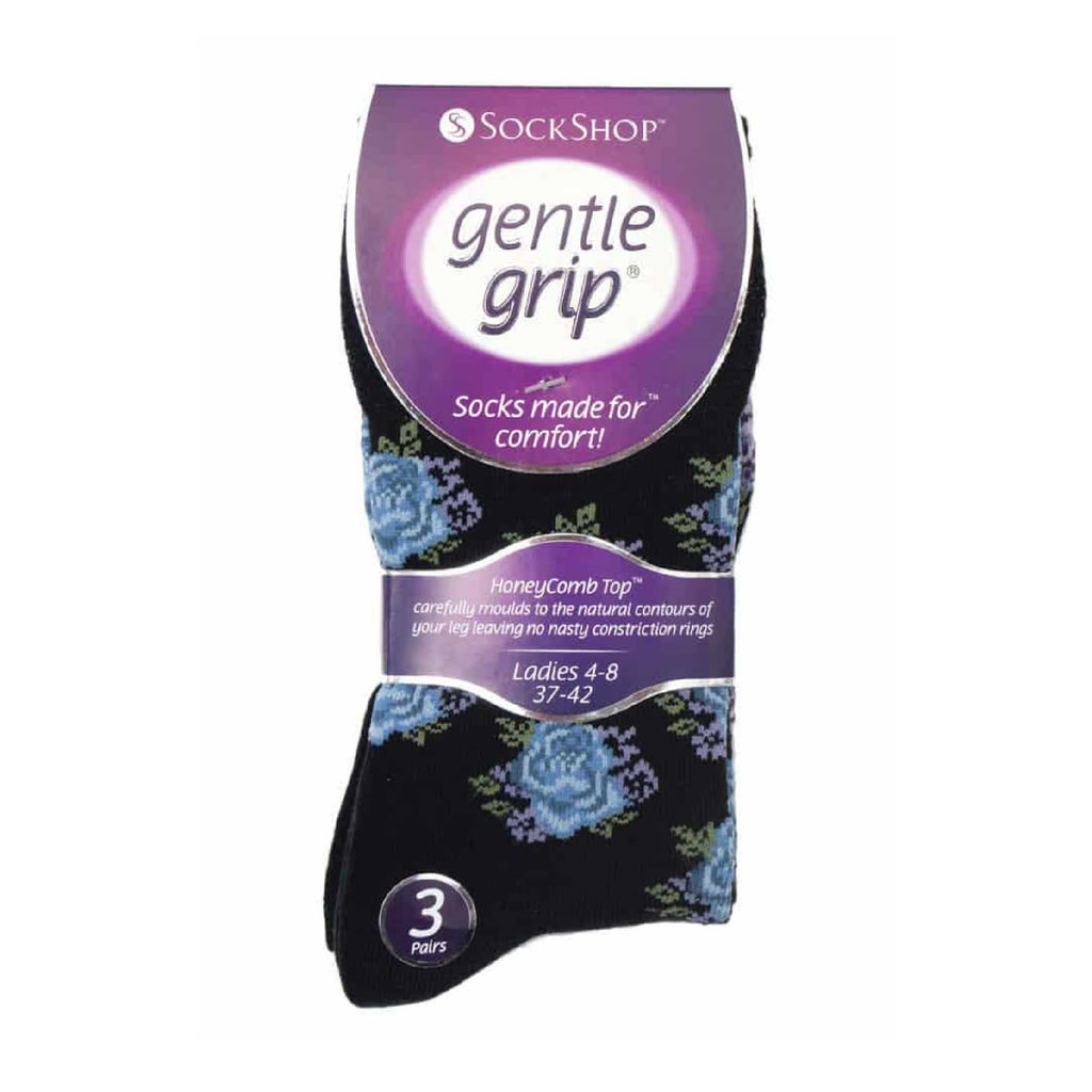 6 Pack Ladies Non Elastic Floral Patterned Cotton Socks
