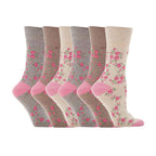 6 Pack Ladies Non Elastic Floral Patterned Cotton Socks