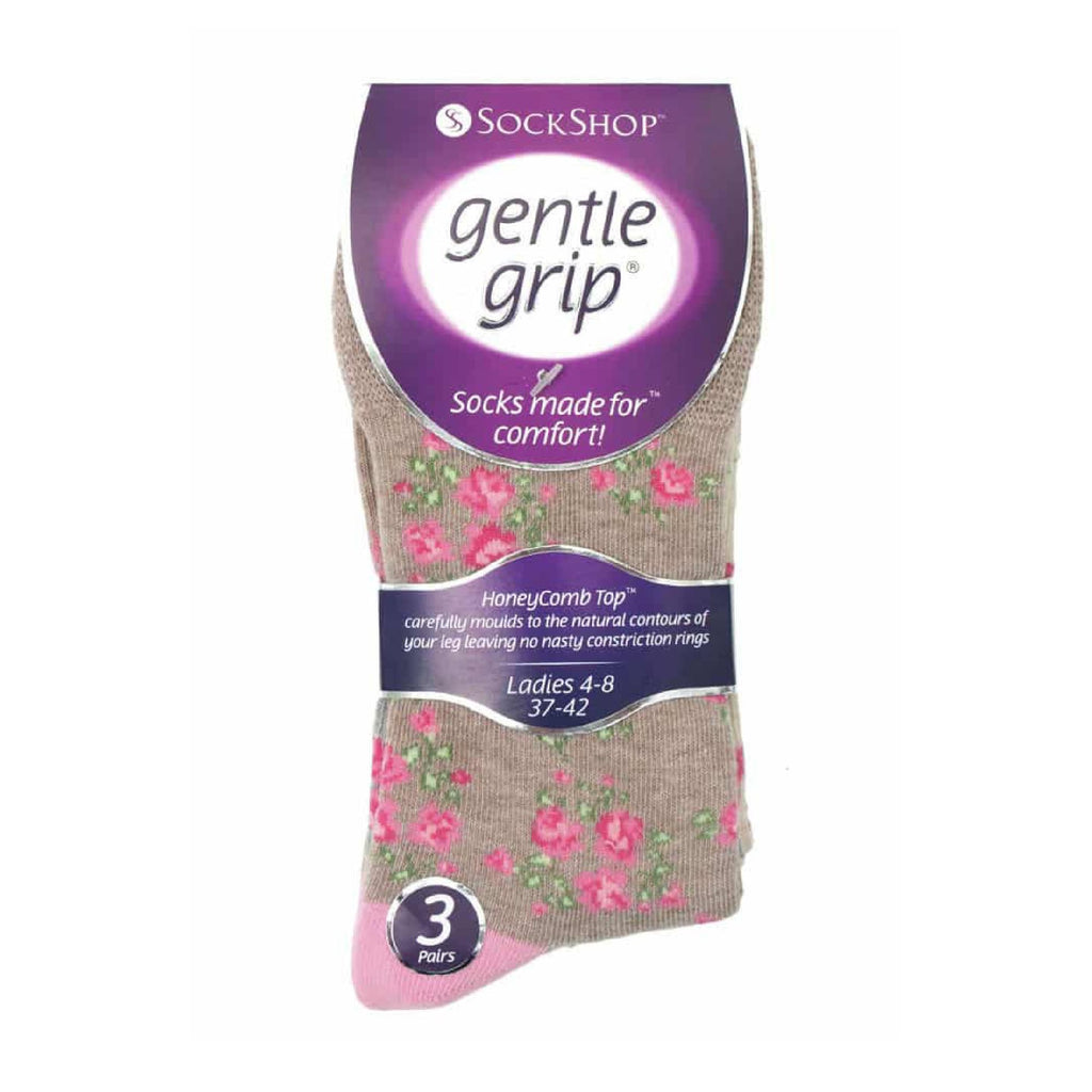 6 Pack Ladies Non Elastic Floral Patterned Cotton Socks