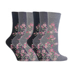 6 Pack Ladies Non Elastic Floral Patterned Cotton Socks
