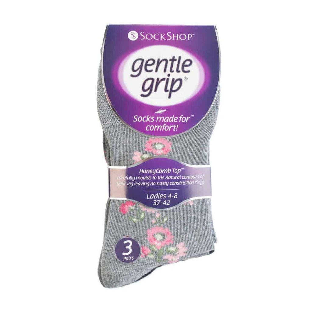 6 Pack Ladies Non Elastic Floral Patterned Cotton Socks