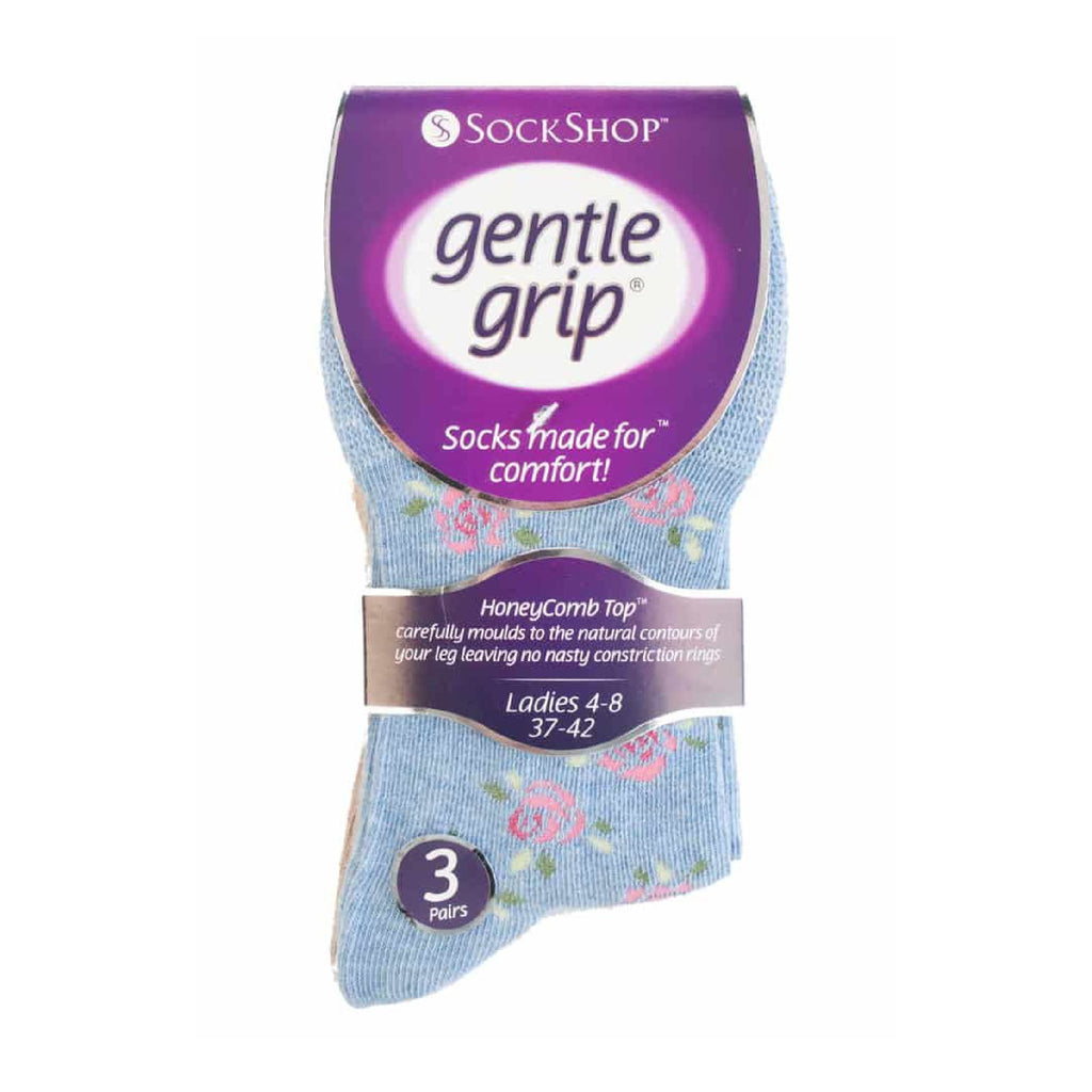 6 Pack Ladies Non Elastic Floral Patterned Cotton Socks