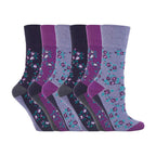6 Pack Ladies Non Elastic Floral Patterned Cotton Socks