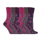 6 Pack Ladies Non Elastic Floral Patterned Cotton Socks