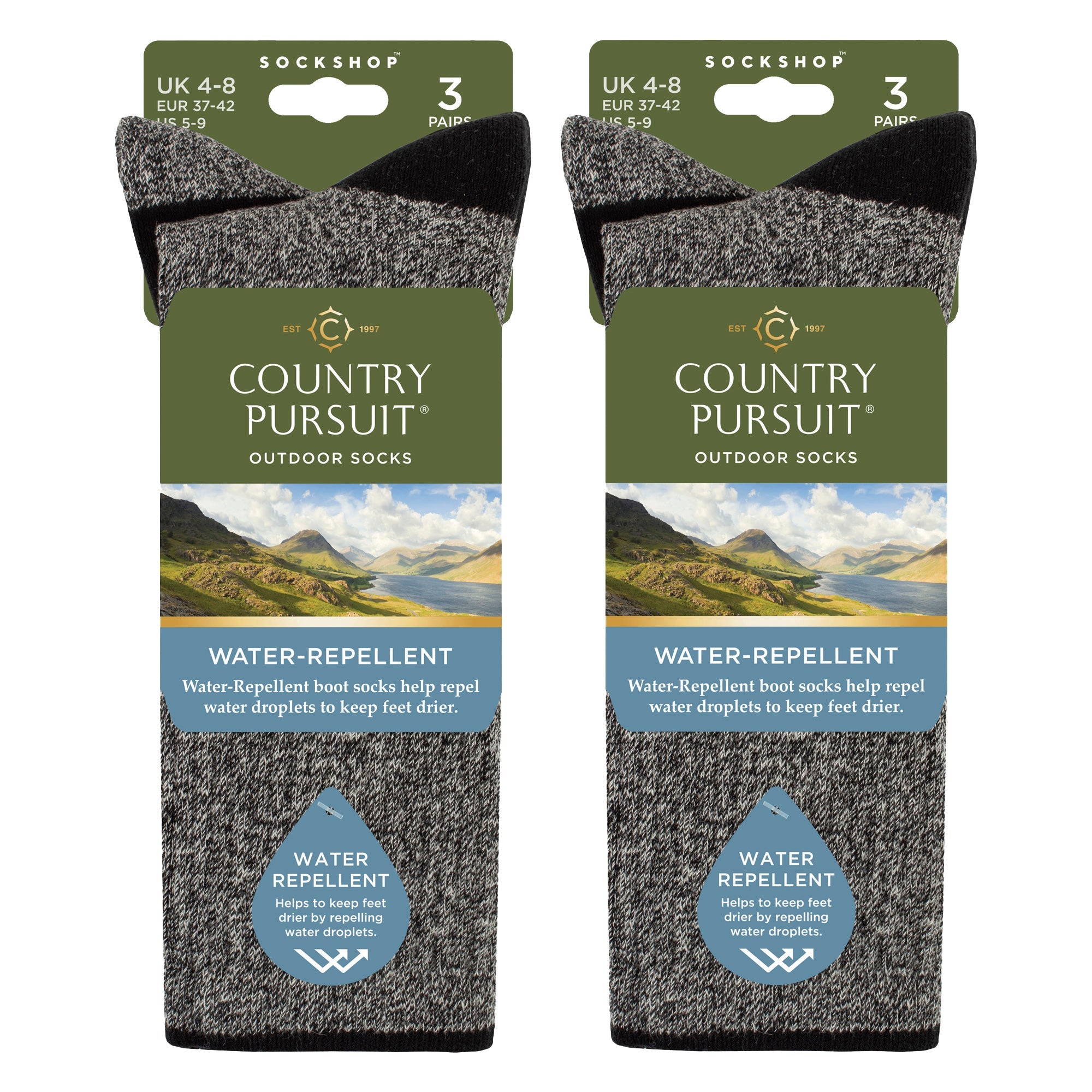 6 Pairs Ladies Water Repellent Midweight Outdoor Socks for Hiking & Walking