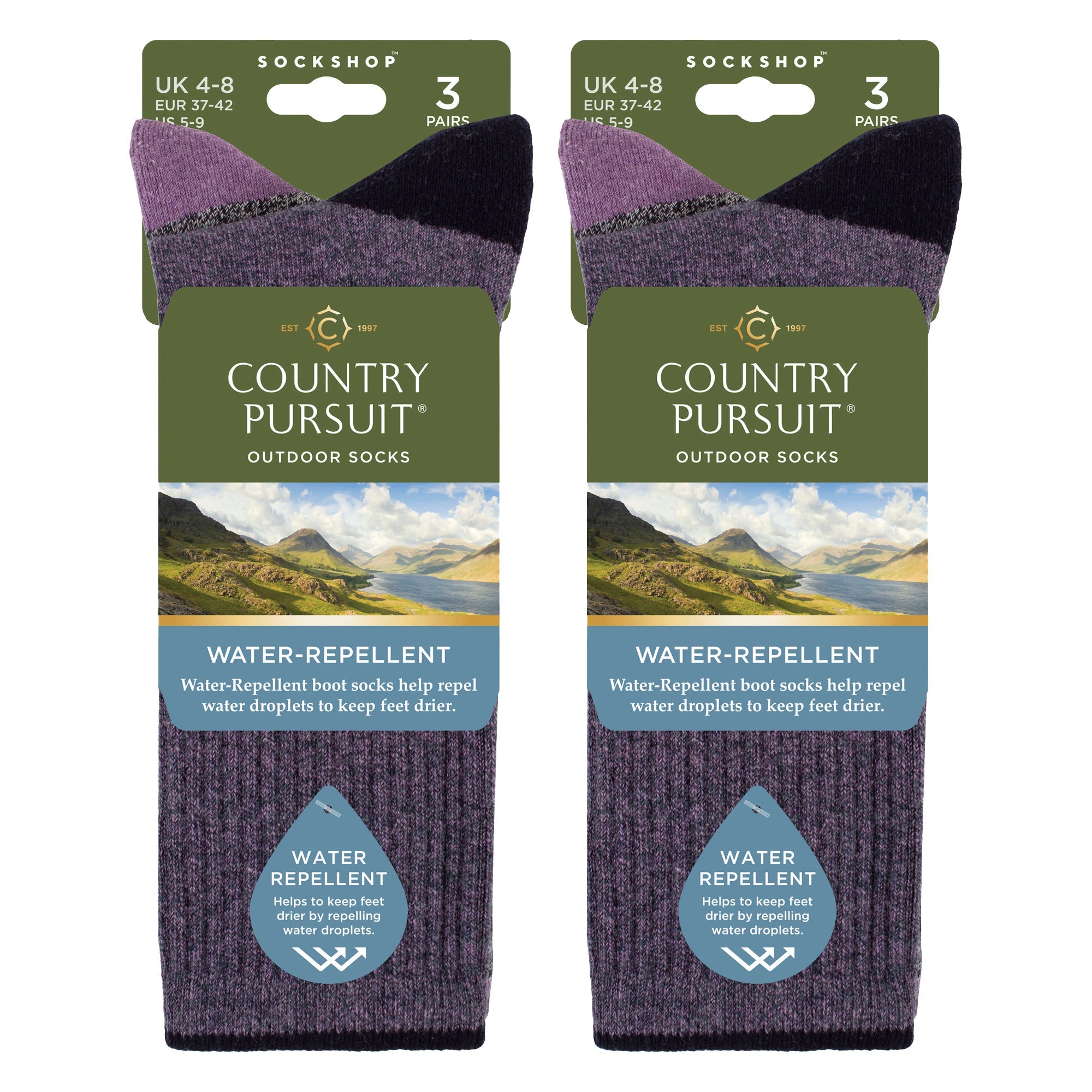 6 Pairs Ladies Water Repellent Midweight Outdoor Socks for Hiking & Walking