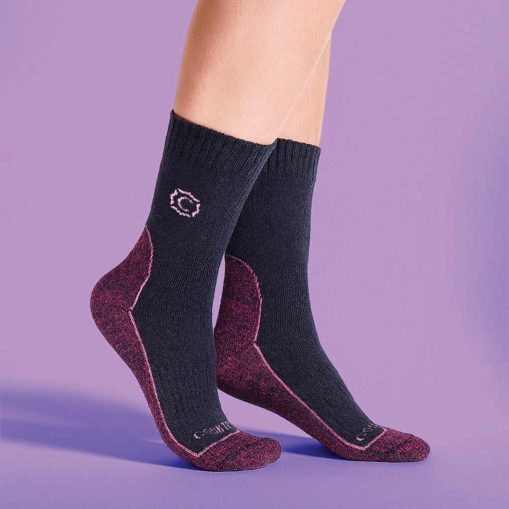 Ladies Wool Blend Cushioned Walker Socks for Hiking & Outdoor Comfort