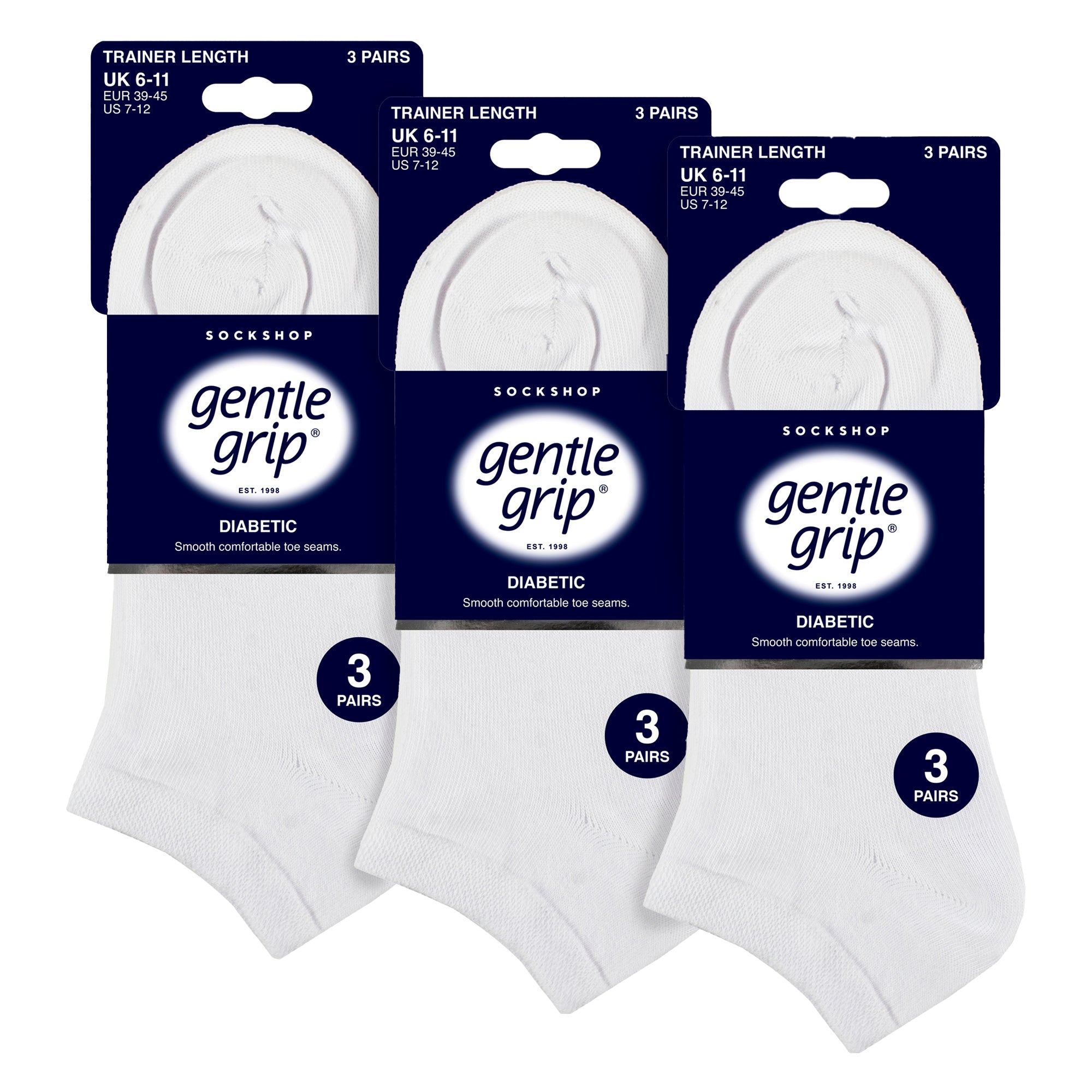 9 Pack Mens Diabetic Trainer Socks, Swollen Feet Wide Ankle Socks