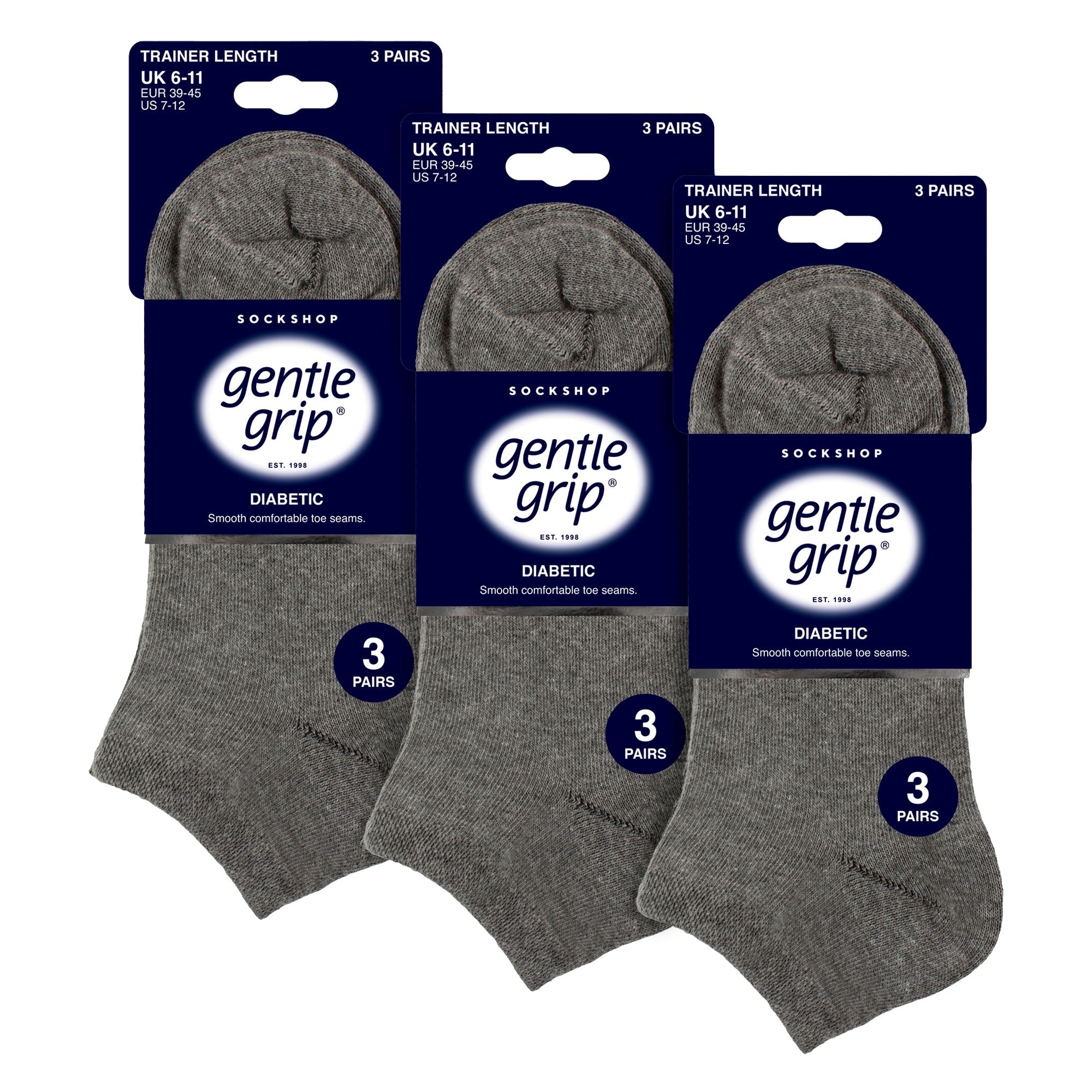 9 Pack Mens Diabetic Trainer Socks, Swollen Feet Wide Ankle Socks