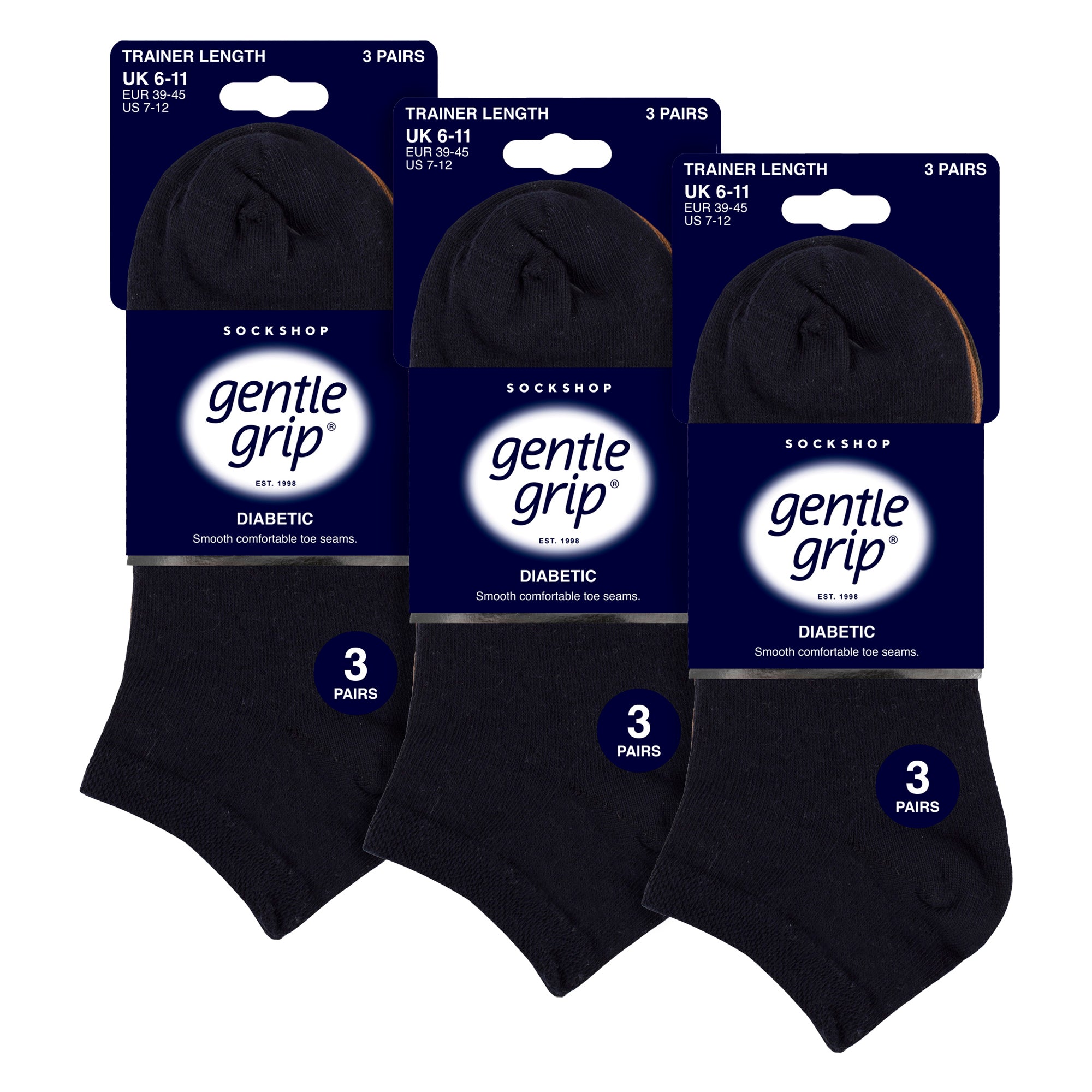 9 Pack Mens Diabetic Trainer Socks, Swollen Feet Wide Ankle Socks