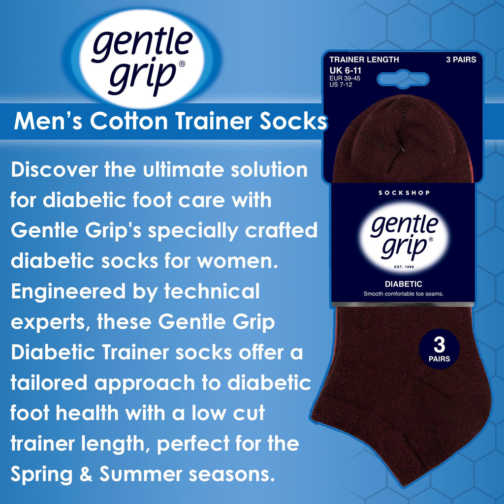 9 Pack Mens Diabetic Trainer Socks, Swollen Feet Wide Ankle Socks