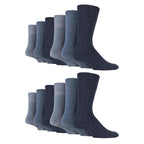 12 Pairs Mens Gentle Grip Loose Top Socks | Extra Wide Non Elastic Socks