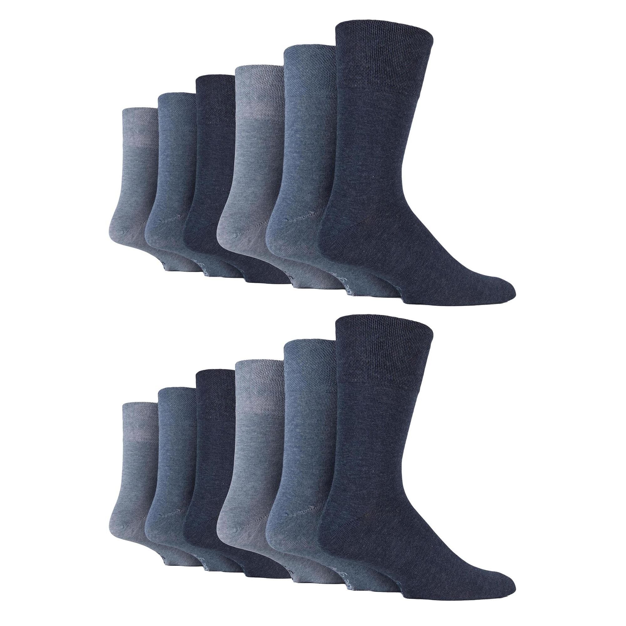 12 Pairs Mens Gentle Grip Loose Top Socks | Extra Wide Non Elastic Socks