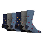 6 Pairs Mens  NON ELASTIC Cotton Rich Novelty Patterned Socks