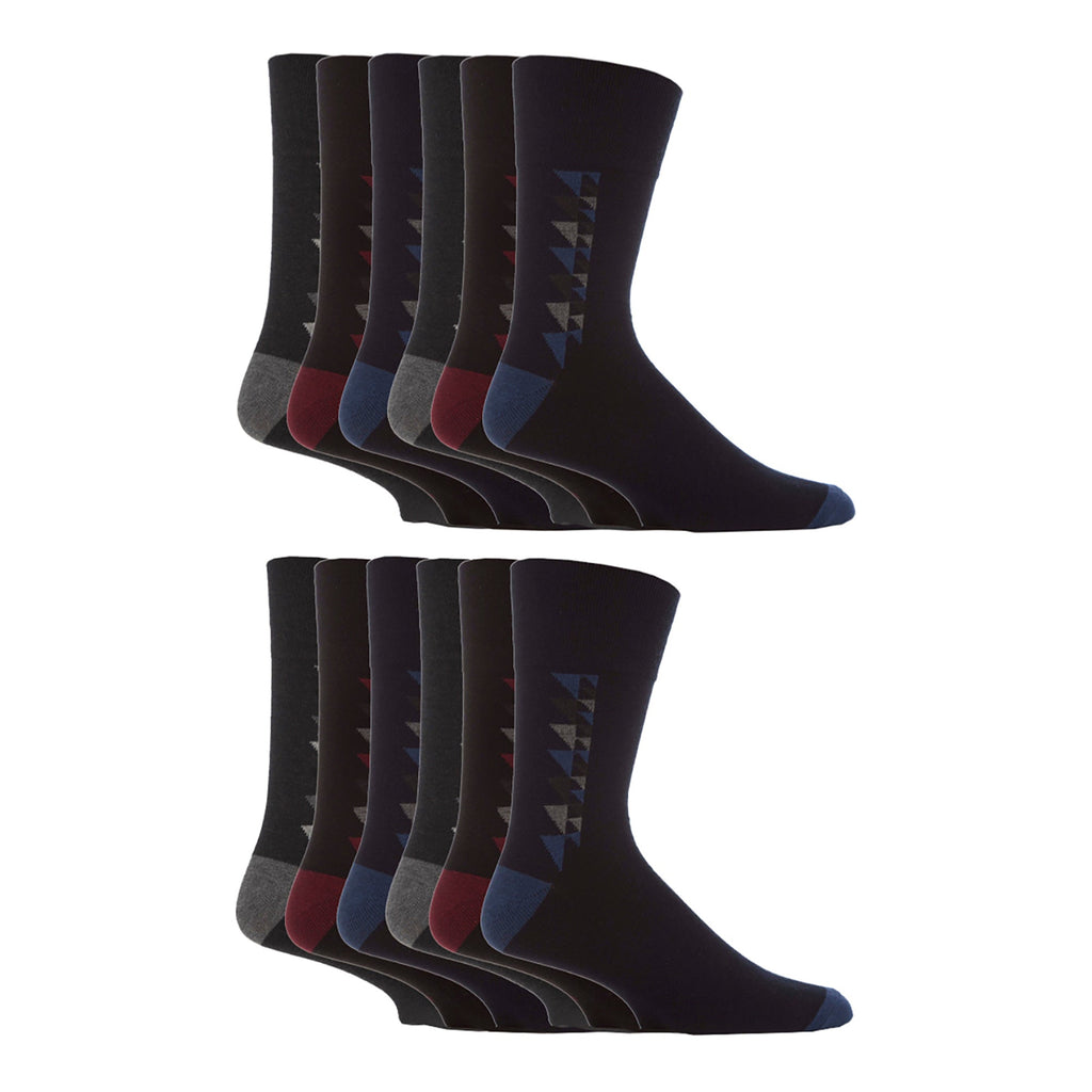 12 Pairs Mens Gentle Grip Loose Top Socks | Extra Wide Non Elastic Socks