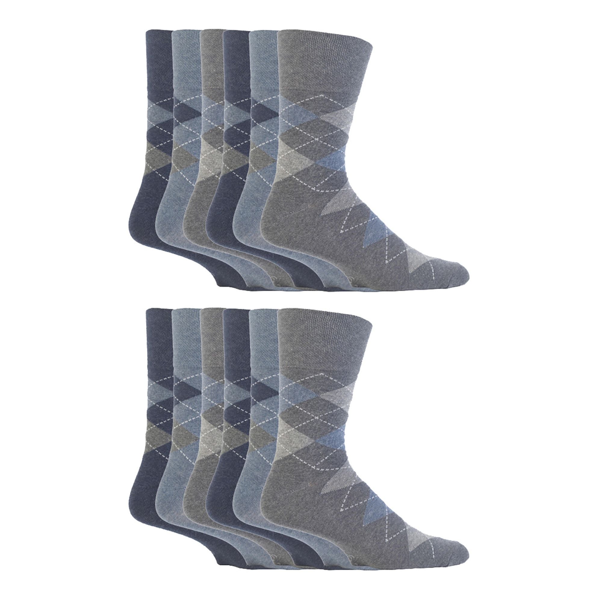 12 Pairs Mens Gentle Grip Loose Top Socks | Extra Wide Non Elastic Socks