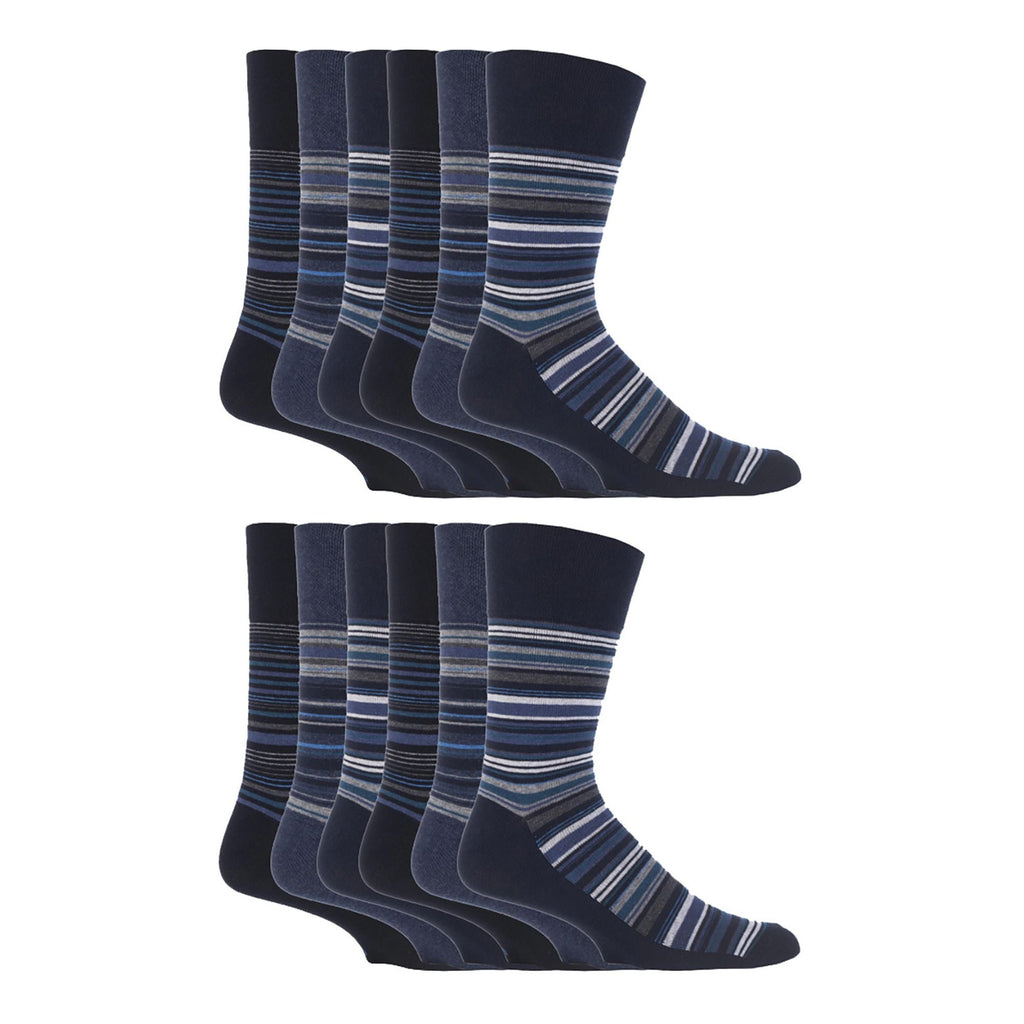 12 Pairs Mens Gentle Grip Loose Top Socks | Extra Wide Non Elastic Socks