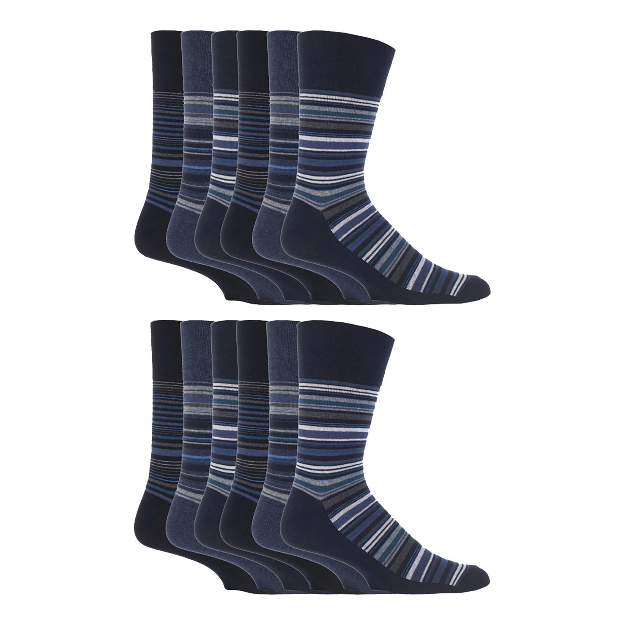 12 Pairs Mens Gentle Grip Loose Top Socks | Extra Wide Non Elastic Socks