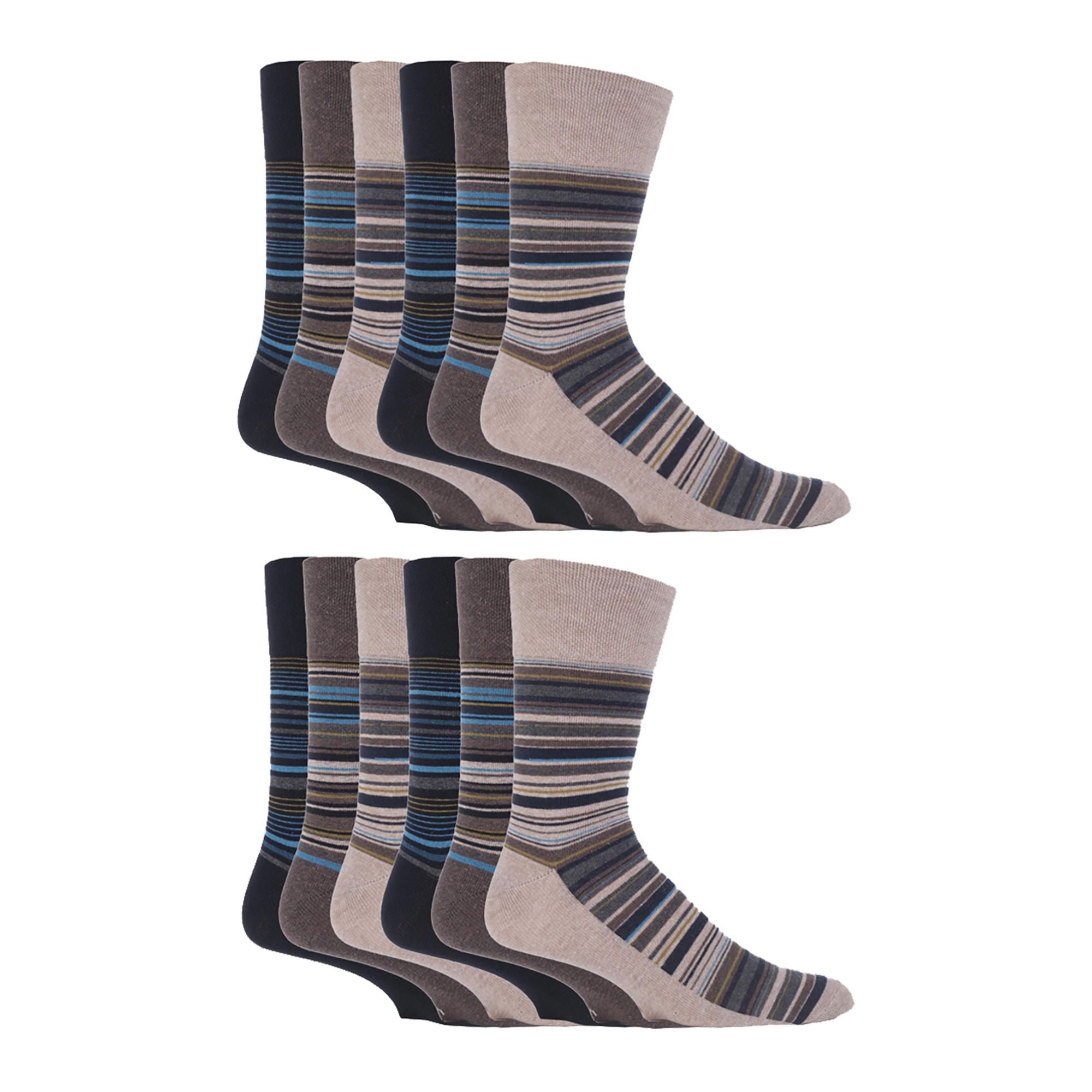12 Pairs Mens Gentle Grip Loose Top Socks | Extra Wide Non Elastic Socks