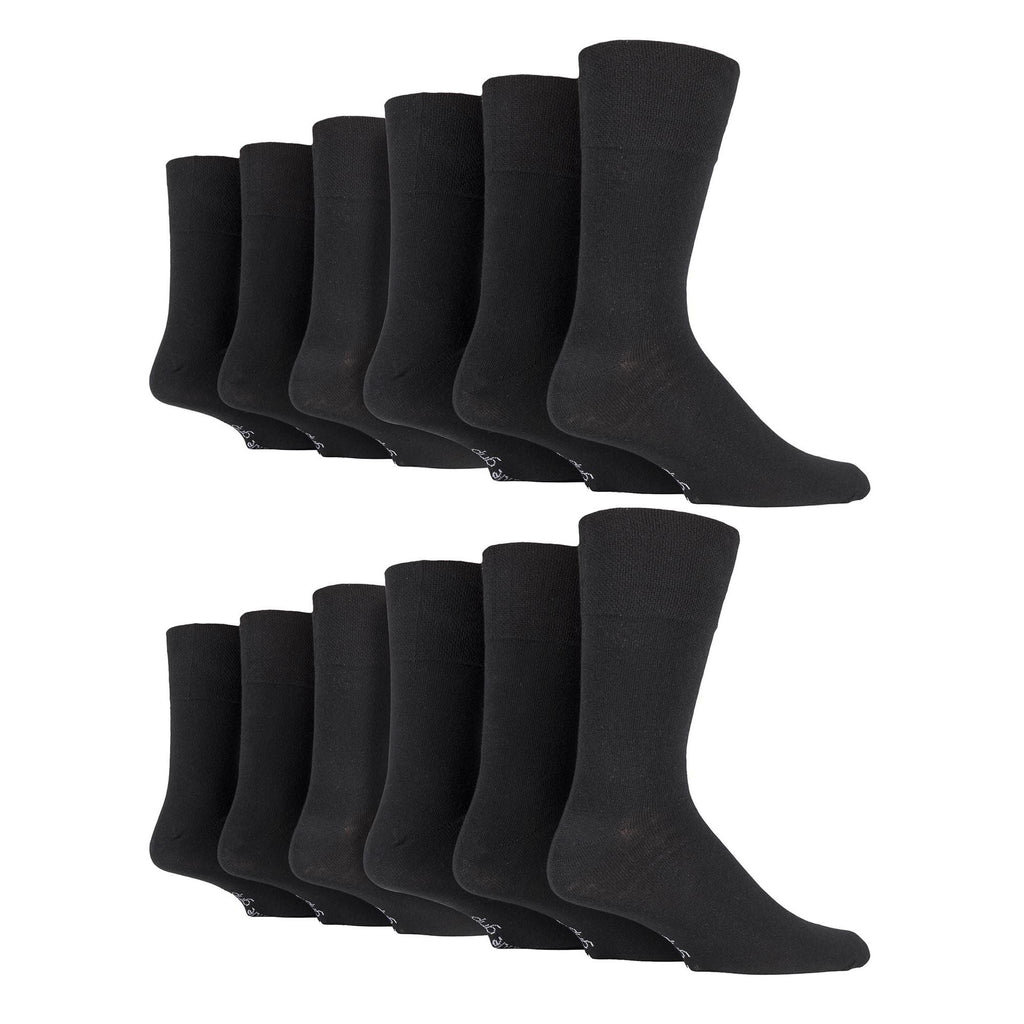 12 Pairs Mens Gentle Grip Loose Top Socks | Extra Wide Non Elastic Socks