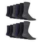12 Pairs Mens Gentle Grip Loose Top Socks | Extra Wide Non Elastic Socks