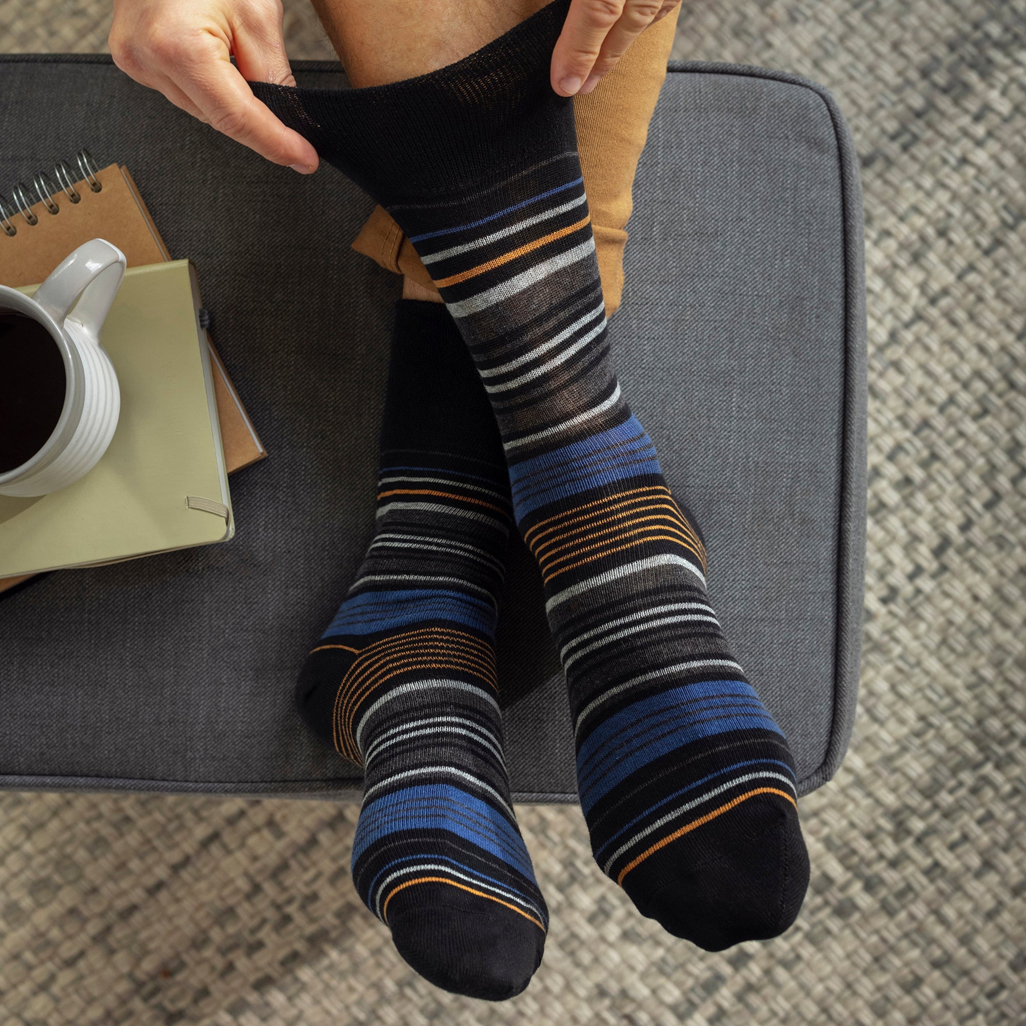 12 Pairs Mens Gentle Grip Loose Top Socks | Extra Wide Non Elastic Socks