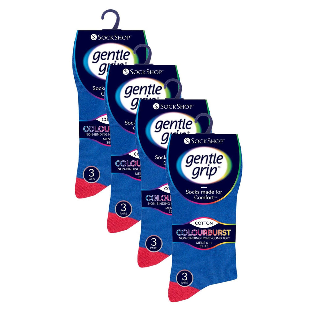 12 Pairs Mens Gentle Grip Loose Top Socks | Extra Wide Non Elastic Socks
