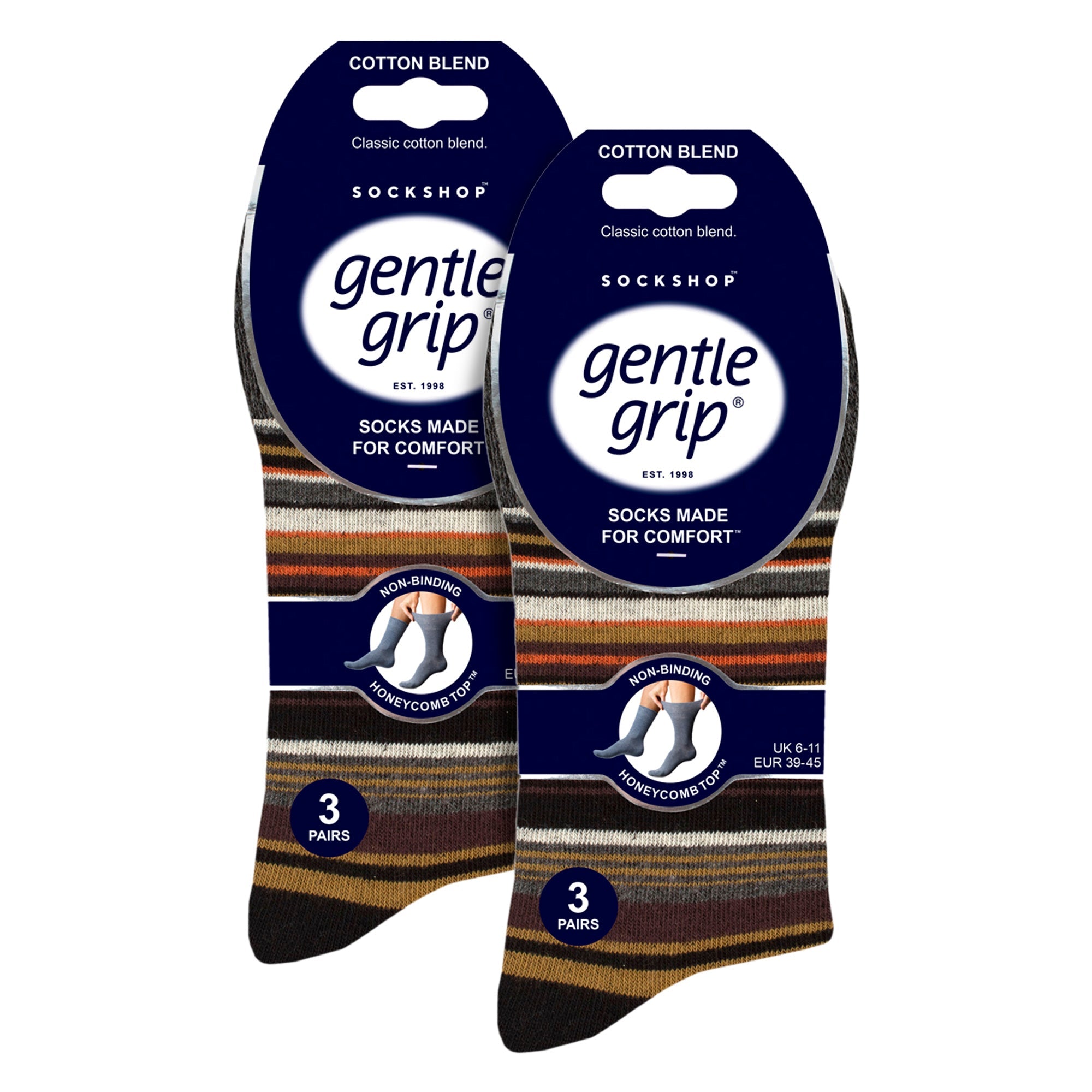 6 Pairs Mens Cotton Socks | Patterned Soft Non-Binding Everyday Socks