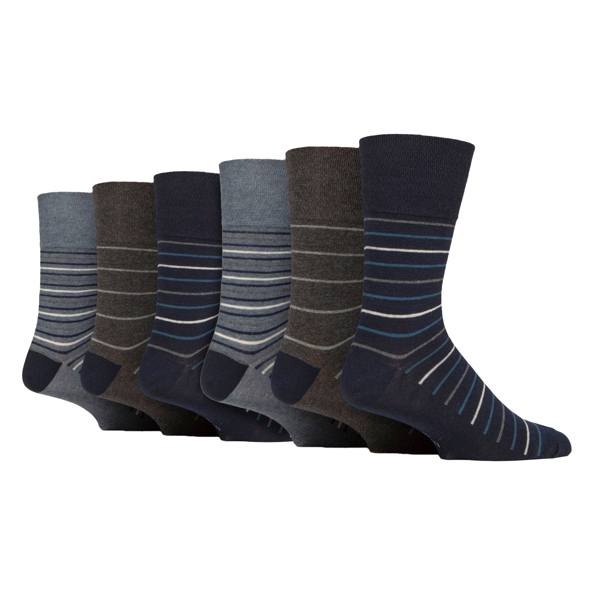 6 Pairs Mens Cotton Socks | Patterned Soft Non-Binding Everyday Socks