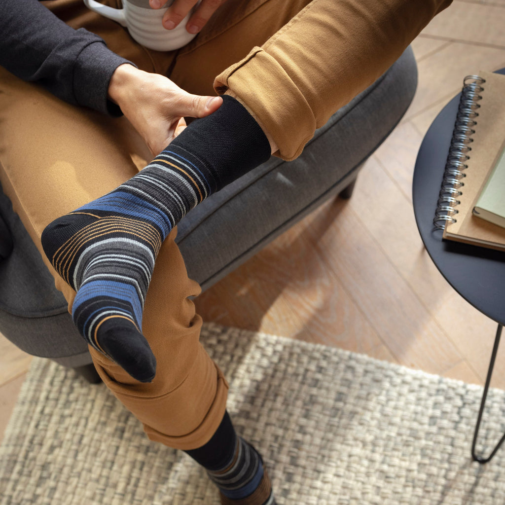 6 Pairs Mens Cotton Socks | Patterned Soft Non-Binding Everyday Socks