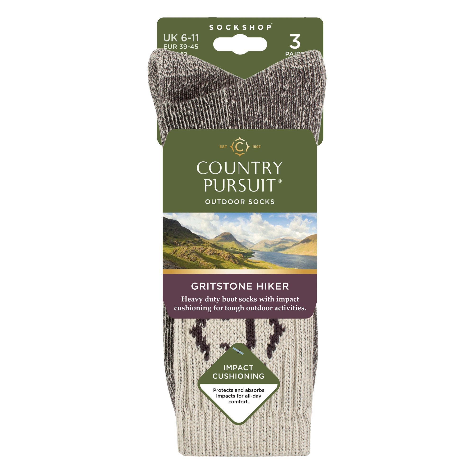Mens Heavy Duty Durable Cushioned Hiking Socks with Reinforced Heel & Toe