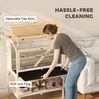 PawHut 2 Tier Wooden Hamster Cage with Shelf and Openable Top