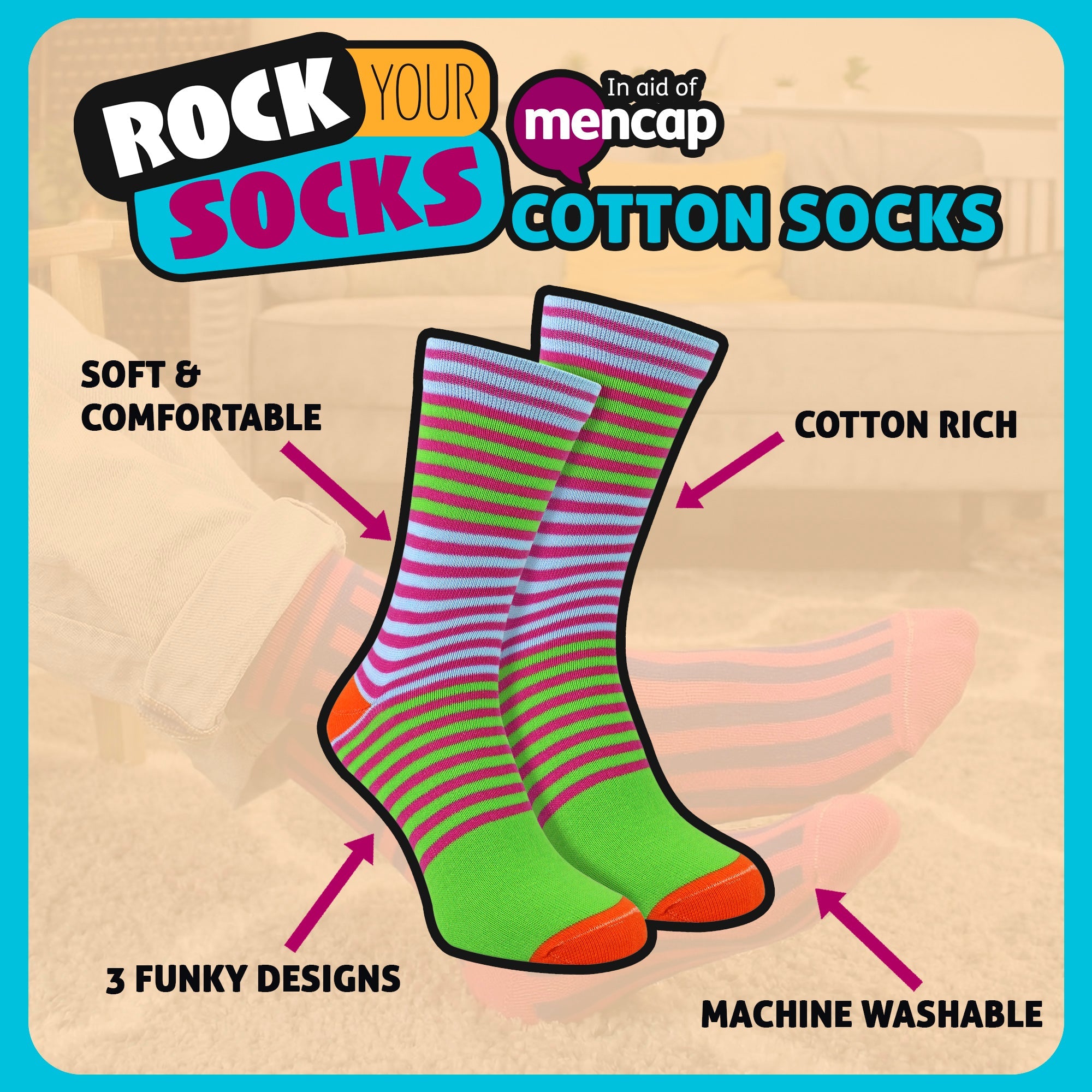 1 Pair Mencap One of a Kind Rock Your Socks by Sock Snob