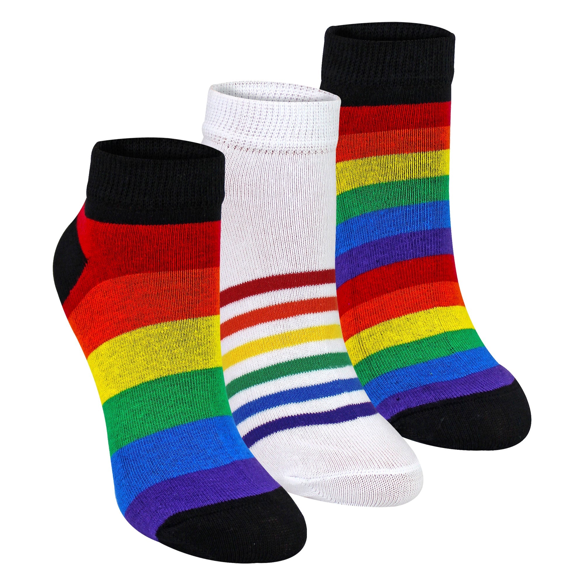 Mens Ladies Rainbow Trainer Cotton Socks Bright Colourful Striped Socks
