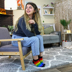 Mens Ladies Rainbow Trainer Cotton Socks Bright Colourful Striped Socks