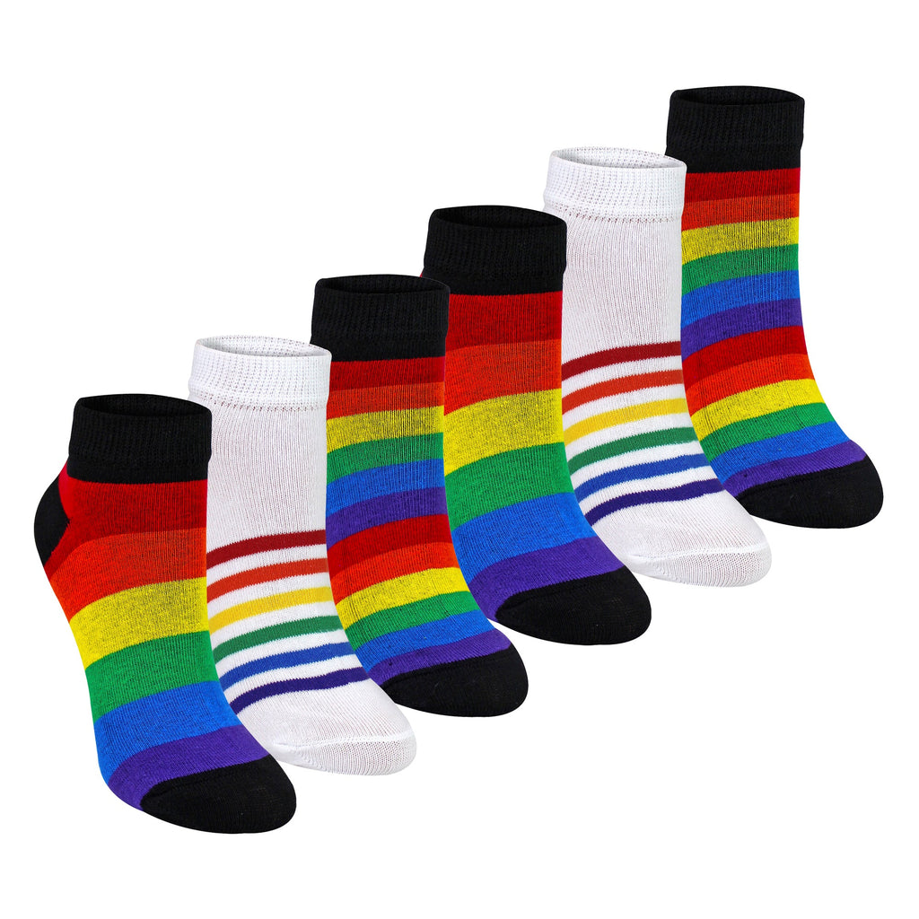 Mens Ladies Rainbow Trainer Cotton Socks Bright Colourful Striped Socks