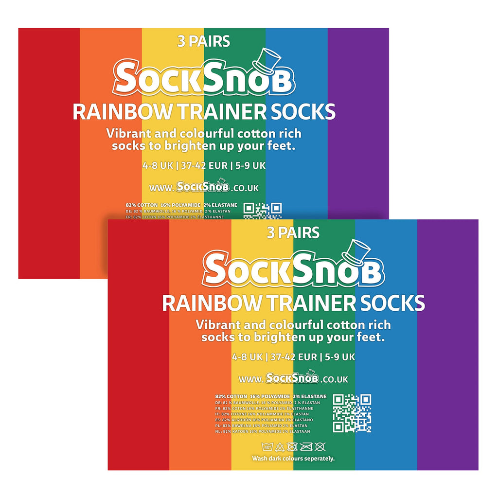 Mens Ladies Rainbow Trainer Cotton Socks Bright Colourful Striped Socks