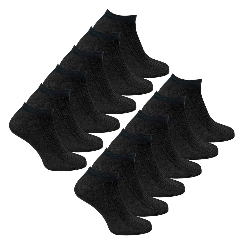 12 Pack Mens 100% Cotton Trainer Socks