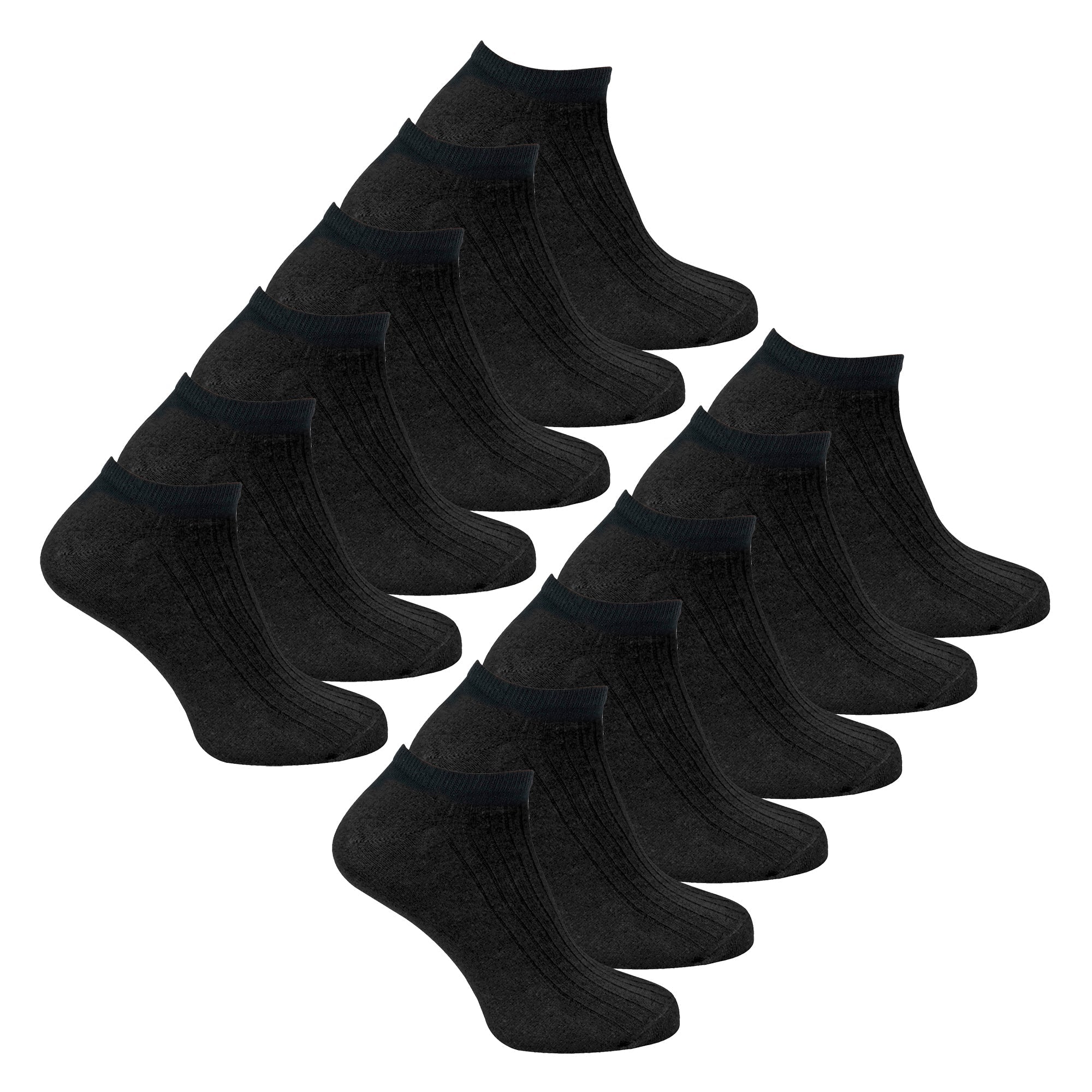 12 Pack Mens 100% Cotton Trainer Socks