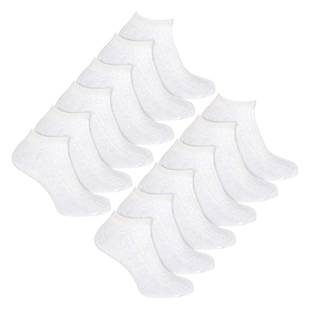 12 Pack Mens 100% Cotton Trainer Socks