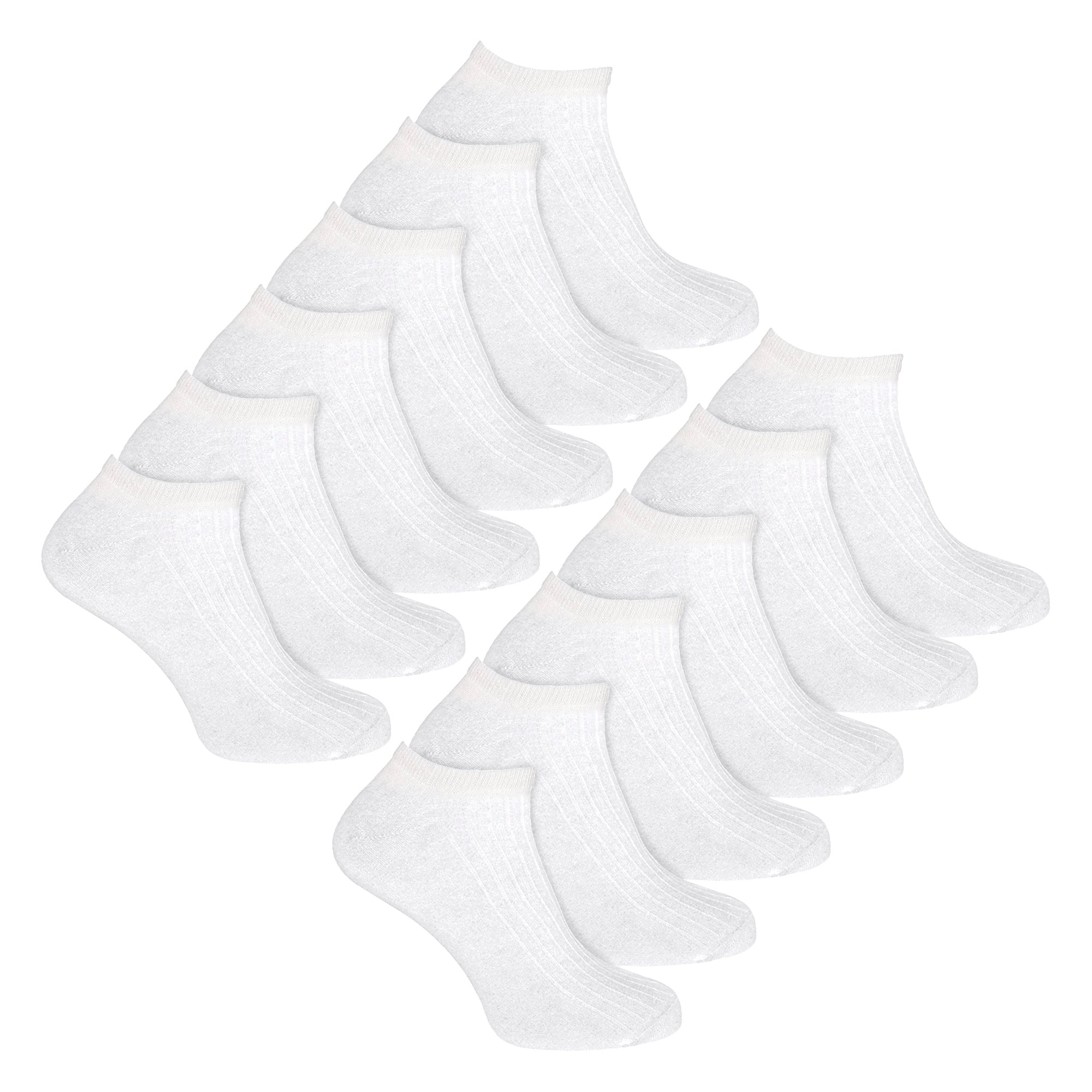12 Pack Mens 100% Cotton Trainer Socks
