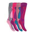4 Pack Girls Long Knee High Wool Blend Ski Socks