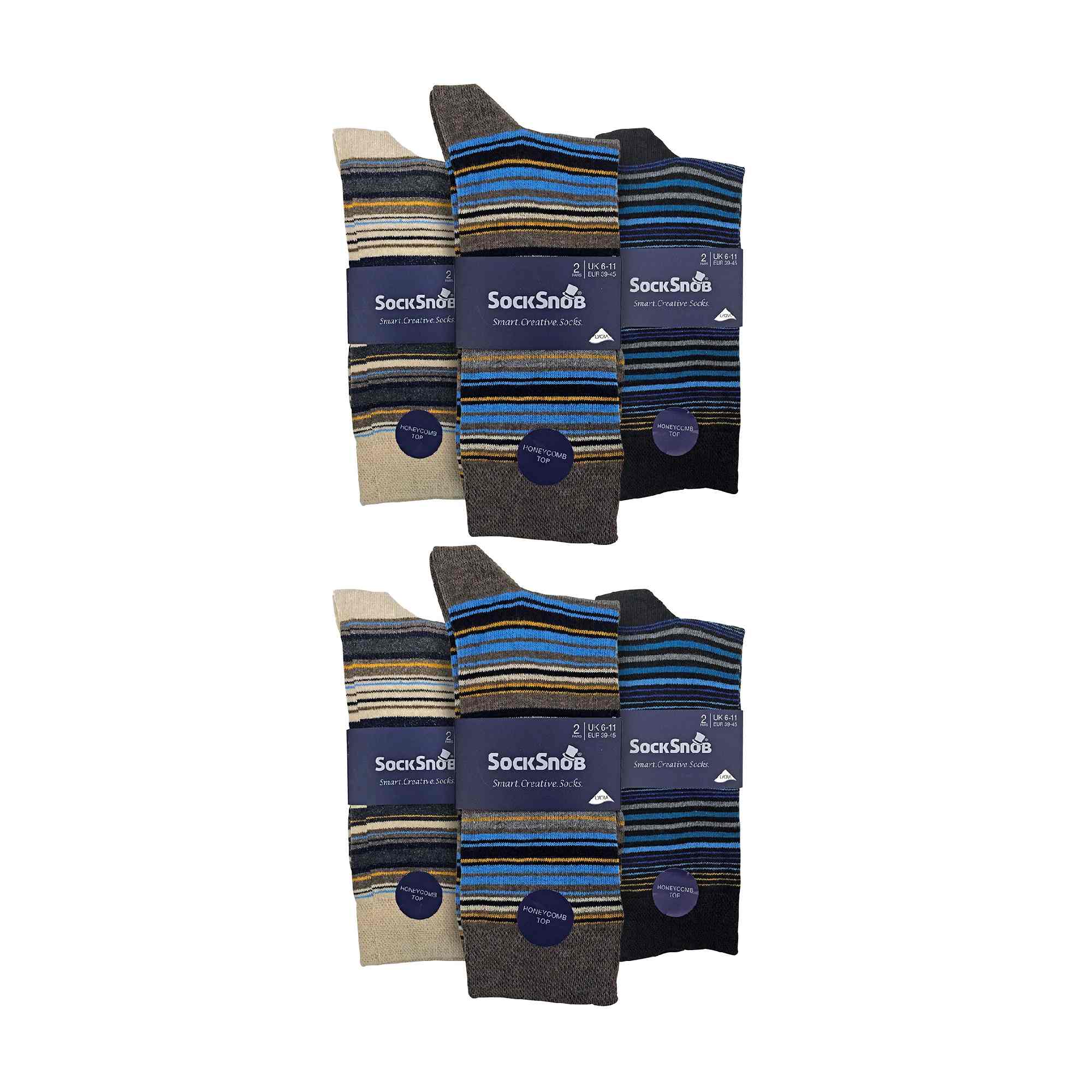 12 Pair Mens Colourful Cotton Striped Patterned Dress Socks