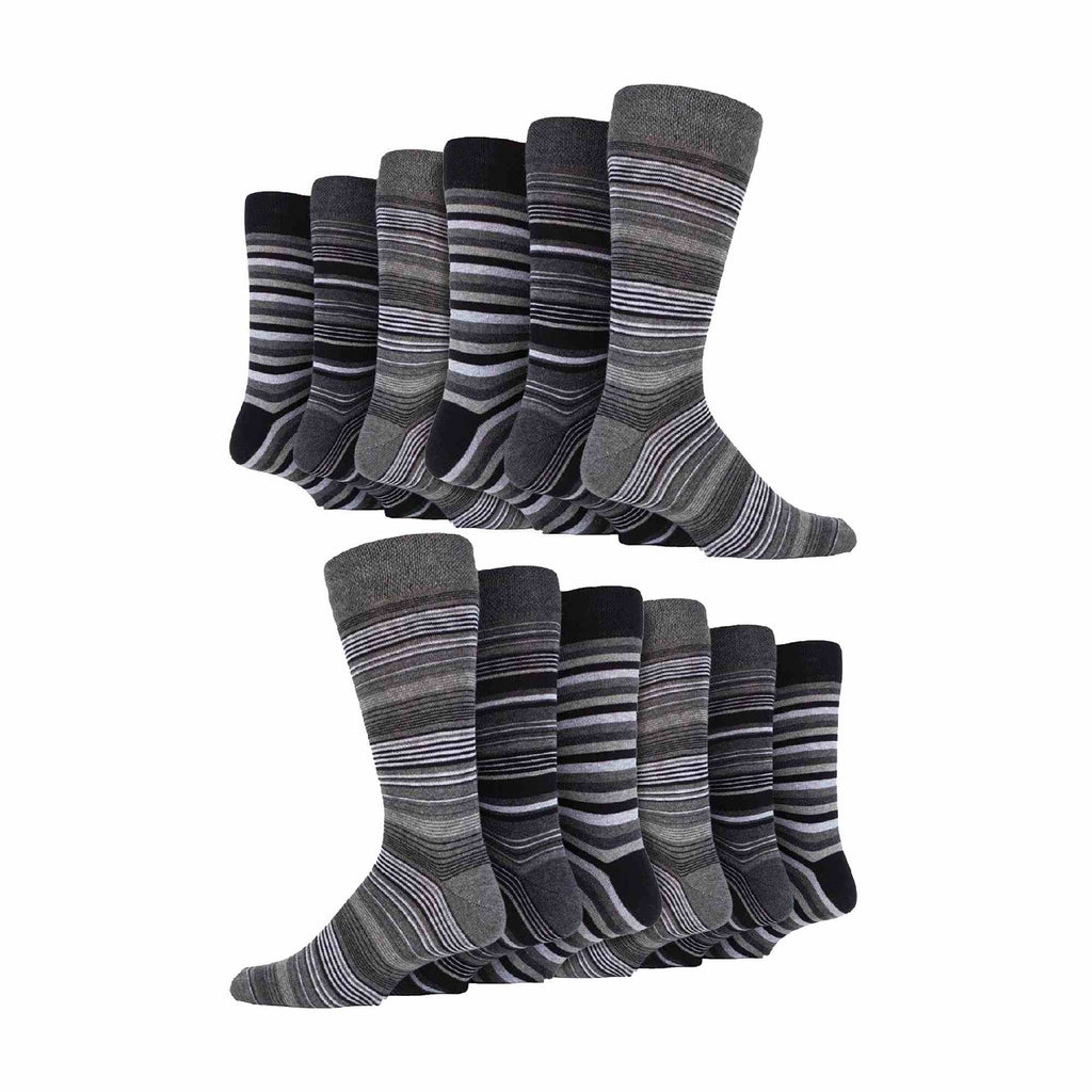 12 Pair Mens Colourful Cotton Striped Patterned Dress Socks