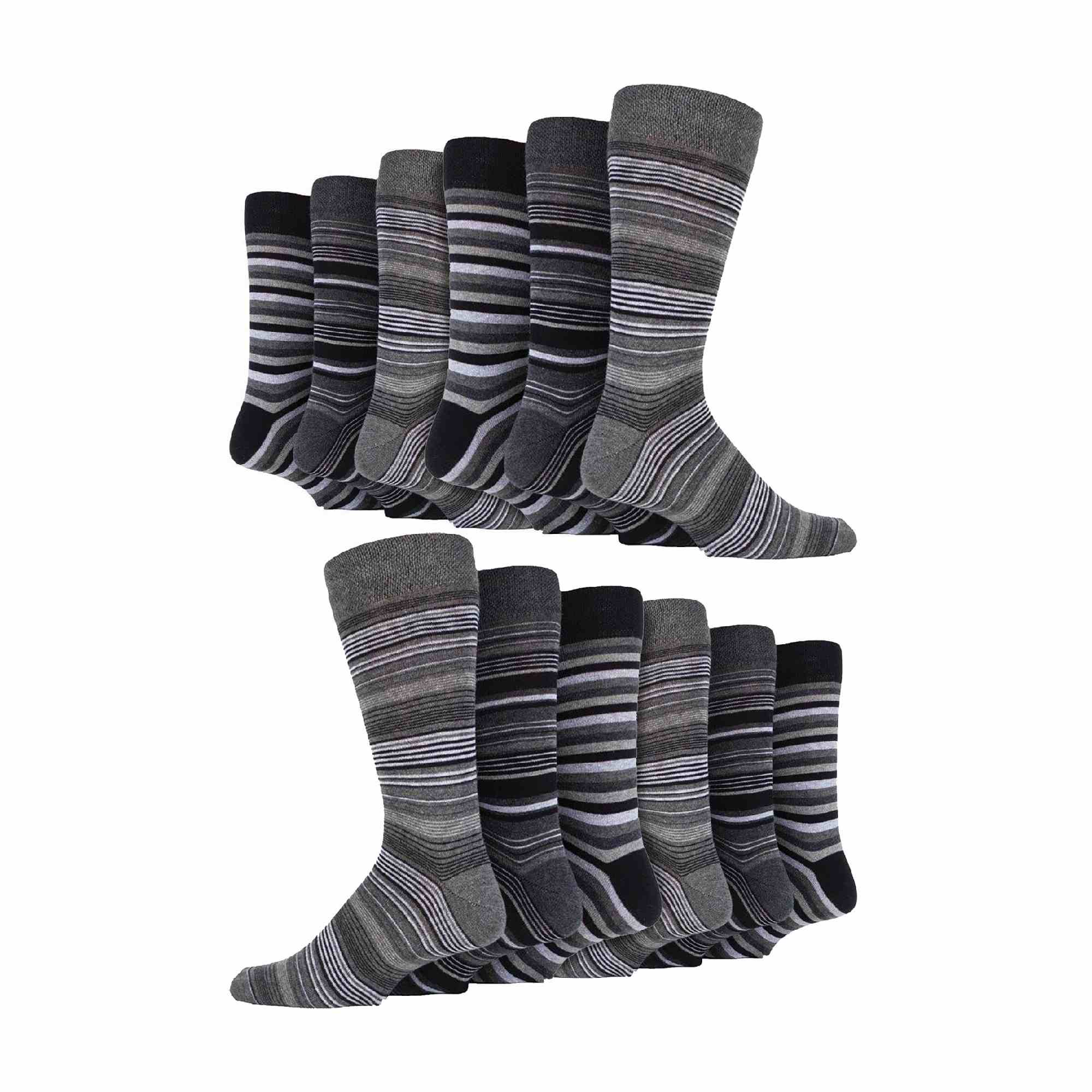 12 Pair Mens Colourful Cotton Striped Patterned Dress Socks