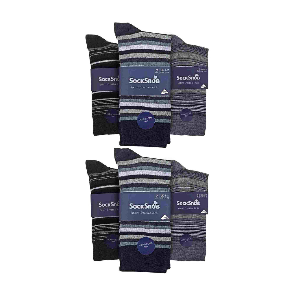 12 Pair Mens Colourful Cotton Striped Patterned Dress Socks