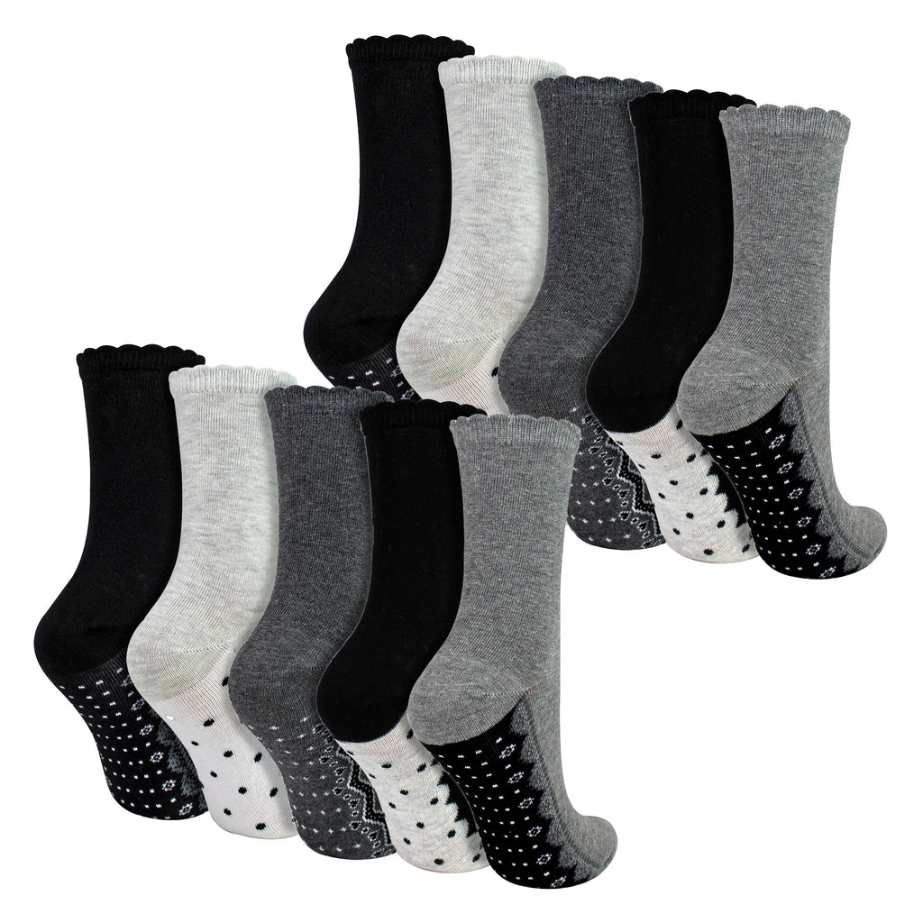 10 Pairs Ladies Lace Effect Footbed Socks - Soft Cotton Rich Everyday Socks