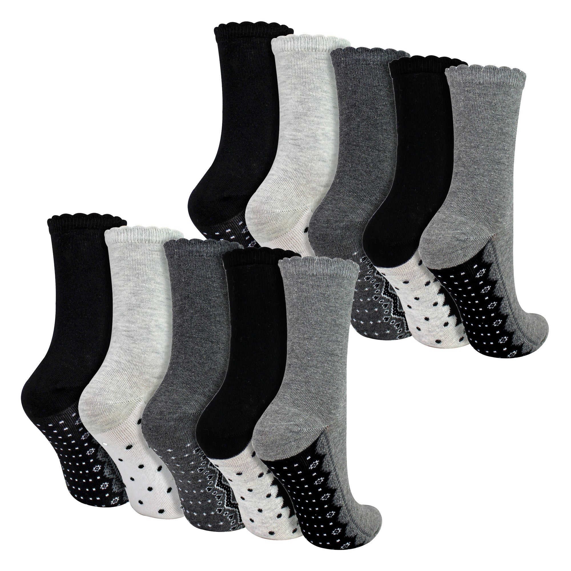 10 Pairs Ladies Lace Effect Footbed Socks - Soft Cotton Rich Everyday Socks