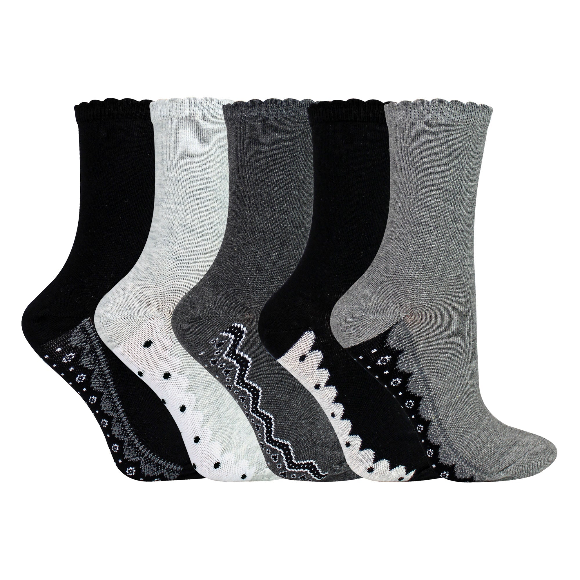10 Pairs Ladies Lace Effect Footbed Socks - Soft Cotton Rich Everyday Socks