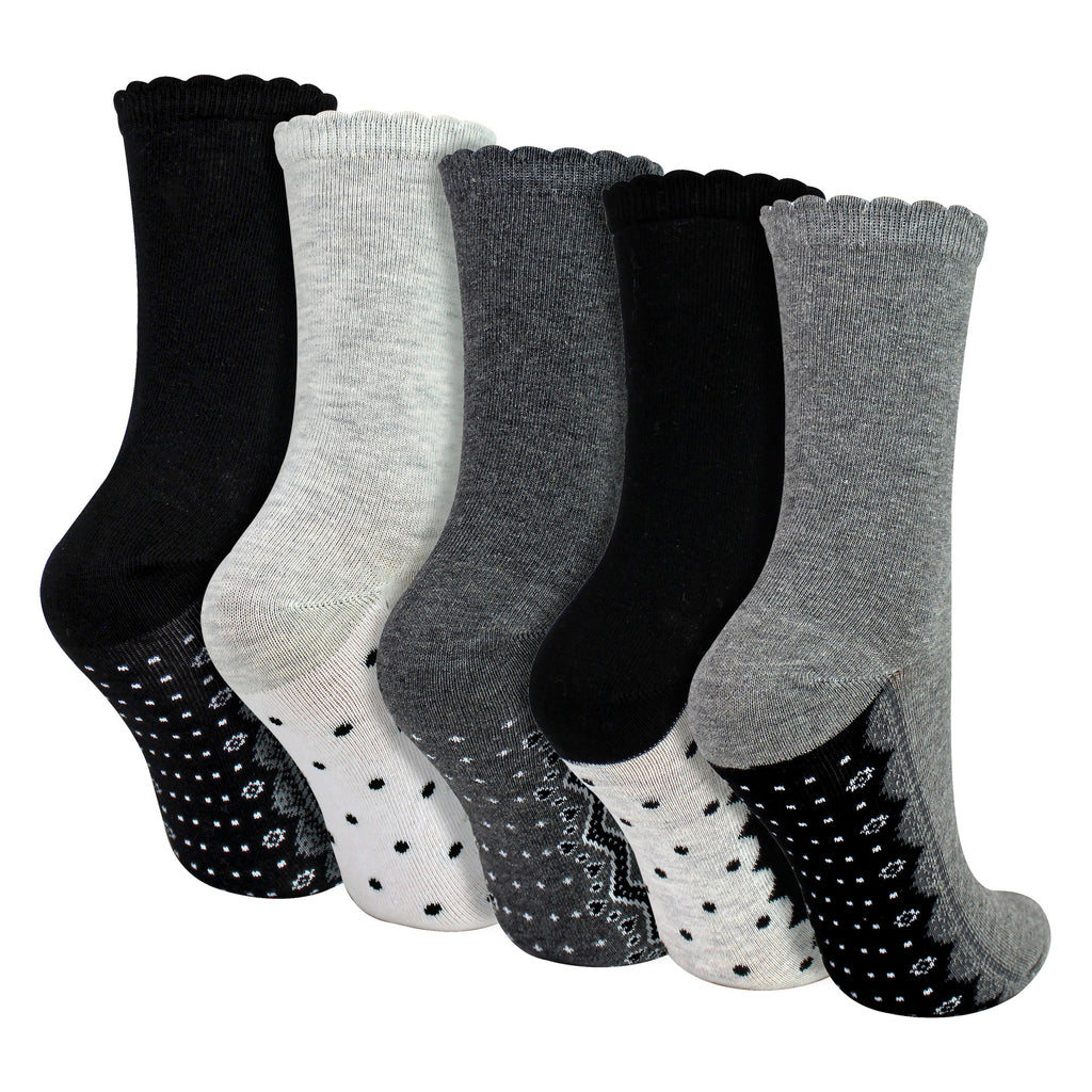 5 Pairs Ladies Lace Effect Footbed Socks - Soft Cotton Rich Everyday Socks